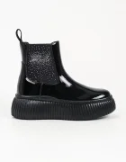 Karl Lagerfeld боти челси с платформа дамски от кожа Kreeper черни KL42340