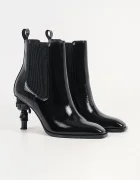 Karl Lagerfeld боти обувки с платформа дамски от кожа Karl Nft Heel черни KL39146