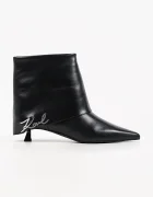 Karl Lagerfeld боти с нисък ток дамски от кожа Pasha черни KL30141