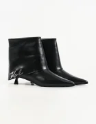 Karl Lagerfeld боти с нисък ток дамски от кожа Pasha черни KL30141