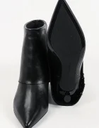Karl Lagerfeld боти с нисък ток дамски от кожа Pasha черни KL30141