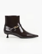 Karl Lagerfeld боти с нисък ток дамски от кожа Pasha кафяви KL30143A