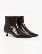 Karl Lagerfeld боти с нисък ток дамски от кожа Pasha кафяви KL30143A