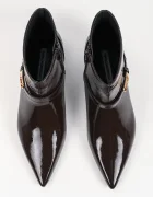 Karl Lagerfeld боти с нисък ток дамски от кожа Pasha кафяви KL30143A