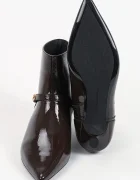 Karl Lagerfeld боти с нисък ток дамски от кожа Pasha кафяви KL30143A