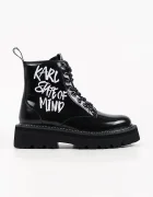 Karl Lagerfeld боти с платформа дамски от кожа Kyla черни KL43455C