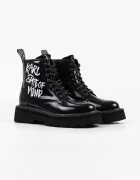 Karl Lagerfeld боти с платформа дамски от кожа Kyla черни KL43455C