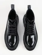 Karl Lagerfeld боти с платформа дамски от кожа Kyla черни KL43455C
