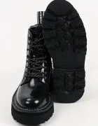 Karl Lagerfeld боти с платформа дамски от кожа Kyla черни KL43455C