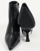 Karl Lagerfeld боти с тънък ток дамски от кожа Karmel черни KL33635