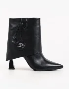 Karl Lagerfeld боти с висок ток дамски от кожа Debutante черни KL32045A
