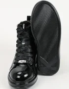 Karl Lagerfeld боти с връзки дамски от кожа Kapri черни KL62558S