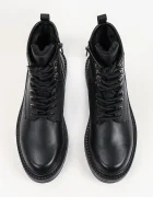 Karl Lagerfeld боти с връзки мъжки от кожа Miles черни KL10256L