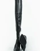 Karl Lagerfeld ботуши под коляното със скосена платформа дамски Waverly черни KL34690