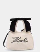 Karl Lagerfeld чанта crossbody дамска от памук K/SIGNATURE бежова B3W50009