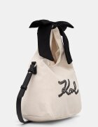 Karl Lagerfeld чанта crossbody дамска от памук K/SIGNATURE бежова B3W50009
