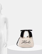 Karl Lagerfeld чанта crossbody дамска от памук K/SIGNATURE бежова B3W50009