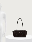 Karl Lagerfeld чанта тип багета дамска от велур K/SIGNATURE кафява B4W30014