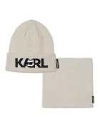 Karl Lagerfeld Детска памучна шапка и шал в бежово Z31013