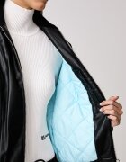 KARL LAGERFELD JEANS късо дамско яке от имитация на кожа x Pietro Terzini черно B4W15057
