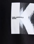 KARL LAGERFELD JEANS Памучен суичър мъжки в черно с качулка с принт B1M20053