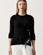 KARL LAGERFELD JEANS пуловер дамски с вискоза черен B3W18009