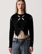 KARL LAGERFELD JEANS пуловер дамски с вискоза черен B3W18013