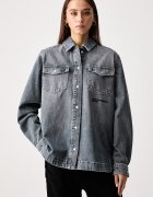 KARL LAGERFELD JEANS риза дамска от деним сива B4W11006