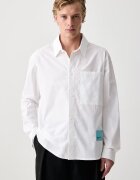KARL LAGERFELD JEANS риза мъжка от памук x Pietro Terzini бяла с щампа B4M16022