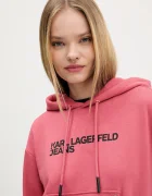 KARL LAGERFELD JEANS суичър с качулка дамски с памук оранжев A2W20053