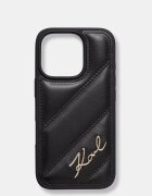 Karl Lagerfeld кейс за телефон от имитация на кожа iPhone 16 Pro черен KLHCP16LPQDSMGK