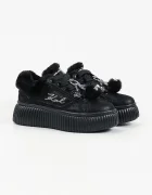 Karl Lagerfeld Kreeper маратонки дамски от велур черни KL42312L