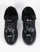 Karl Lagerfeld Kreeper маратонки дамски от велур черни KL42312L