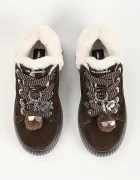Karl Lagerfeld Kreeper маратонки дамски от велур кафяви с платформа KL42312L