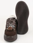 Karl Lagerfeld Kreeper маратонки дамски от велур кафяви с платформа KL42312L
