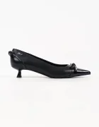 Karl Lagerfeld обувки с дебел ток от кожа Pasha черни KL30119A