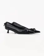 Karl Lagerfeld обувки с дебел ток от кожа Pasha черни KL30119A