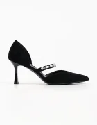Karl Lagerfeld обувки с ток от кожа Sienna черни KL32705A