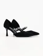 Karl Lagerfeld обувки с ток от кожа Sienna черни KL32705A