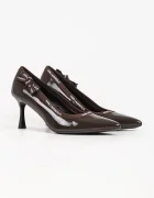 Karl Lagerfeld обувки с ток от кожа Sienna кафяви KL32708R