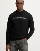Karl Lagerfeld Памучен суичър мъжки в черно с изчистен дизайн 561952.705075