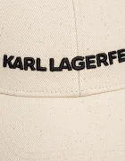 Karl Lagerfeld Памучна шапка с козирка K/ESSENTIAL в бежово с апликация A1W33071