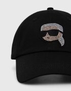 Karl Lagerfeld Памучна шапка с козирка в черно с апликация