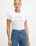 Karl Lagerfeld Памучна тениска дамска в бяло B1W17033
