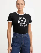 Karl Lagerfeld Памучна тениска дамска в черно B1W17027