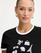 Karl Lagerfeld Памучна тениска дамска в черно B1W17027