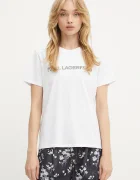 Karl Lagerfeld Памучна тениска ELONGATED LOGO дамска в бяло A3W17102