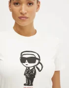 Karl Lagerfeld Памучна тениска IKON SKETCH в бежово A1W17126