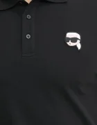 Karl Lagerfeld Памучна тениска с яка в черно с апликация 500224.745710