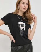 Karl Lagerfeld Памучна тениска в черно